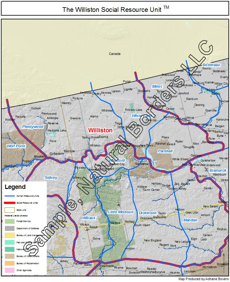 Williston map Social Resource Units of the Western USA